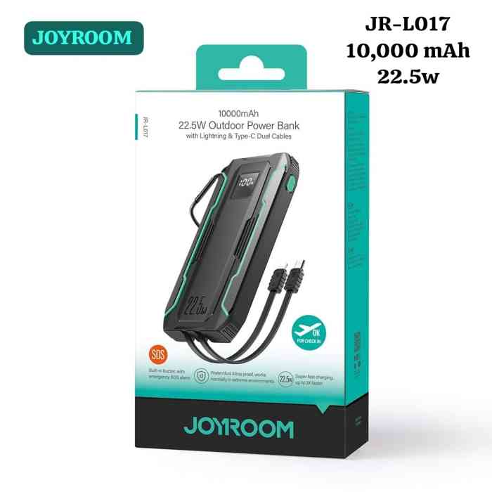 Joyroom JR-L017 22.5W 10000mAh Power Bank with Built in 2 in 1 Cables